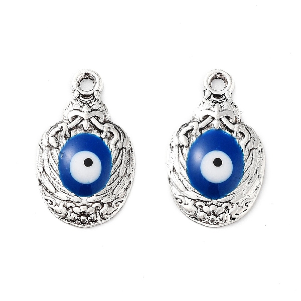 

PandaHall Alloy Enamel Pendants, Bird with Evil Eye Charm, Cadmium Free & Nickel Free & Lead Free, Antique Silver, Blue, 20x11.5x2mm, Hole...