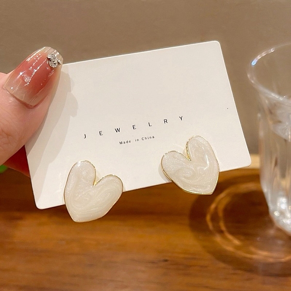 

PandaHall Alloy Enamel Stud Earrings, with 925 Sterling Silver Pins, Golden, Heart, 18x12mm Alloy Heart