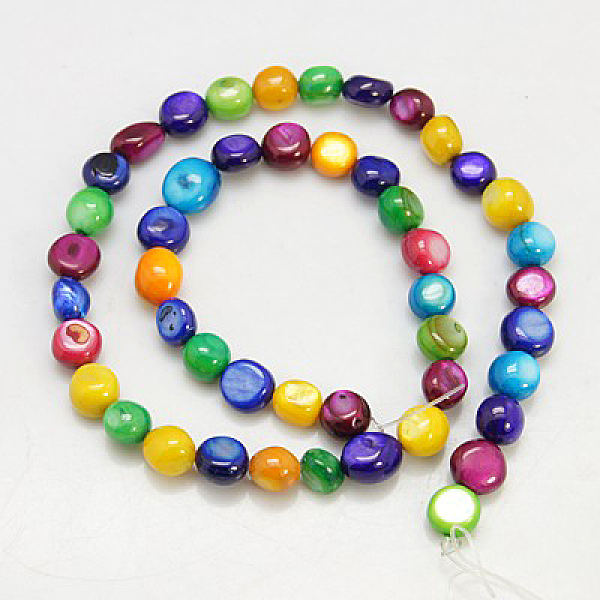 

PandaHall Natural Shell Beads Strands, Dyed, Amorphous, Mixed Color, 5x4x5mm, Hole: 1mm Freshwater Shell Others Multicolor