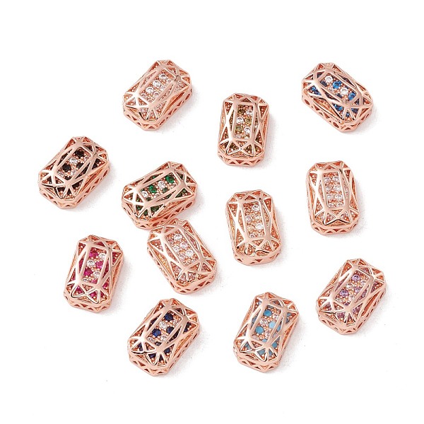 

PandaHall Eco-friendly Brass Micro Pave Cubic Zirconia Multi-strand Links, Rack Plating, Cadmium Free & Lead Free, Rectangle Octagon, Rose..., Multicolor