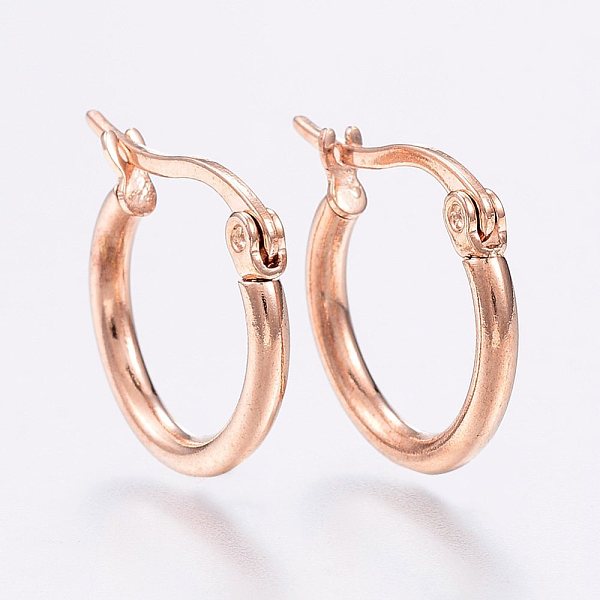 

PandaHall 304 Stainless Steel Hoop Earrings, Hypoallergenic Earrings, Ring Shape, Rose Gold, 12 Gauge, 14~16x2mm, Pin: 0.7~1.3x0.68mm 304...