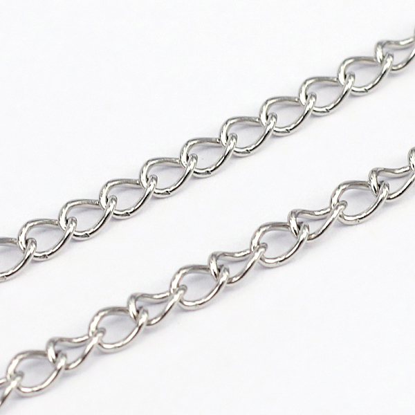 

PandaHall 304 Stainless Steel Curb Chains, Soldered, Stainless Steel Color, 4x3x0.6mm 304 Stainless Steel