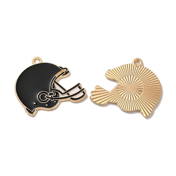 

PandaHall Alloy Enamel Pendants, Cadmium Free & Nickel Free & Lead Free, Golden, Baseball Helmet Charm, Black, 24.5x28x1.5mm, Hole: 2mm...