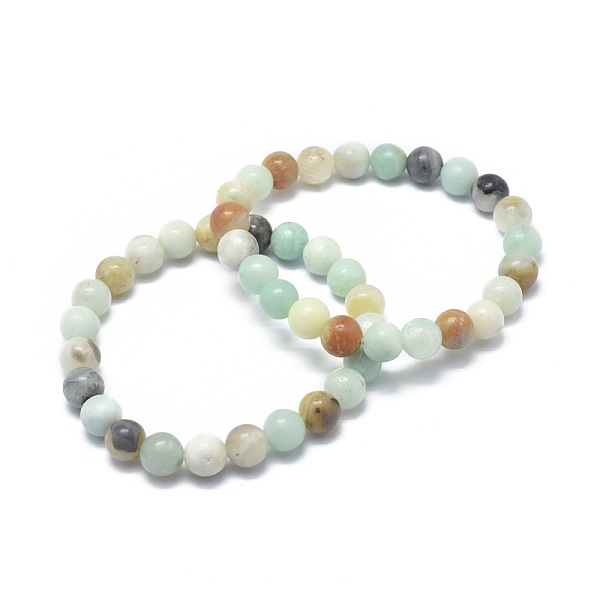

PandaHall Natural Flower Amazonite Bead Stretch Bracelets, Round, 2 inch~2-3/8 inch(5~6cm), Bead: 5.8~6.8mm Amazonite