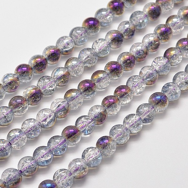 

PandaHall Electroplate Synthetic Crackle Quartz Bead Strands, Round Half Rainbow Plated, Purple, 8mm, Hole: 1mm, about 50pcs/strand, 15.7...