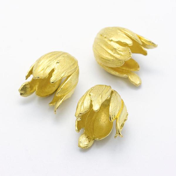 

PandaHall Brass Bead Caps, Lead Free & Cadmium Free & Nickel Free, Flower, Raw(Unplated), 21.5x16.5mm, Hole: 2.5mm Brass