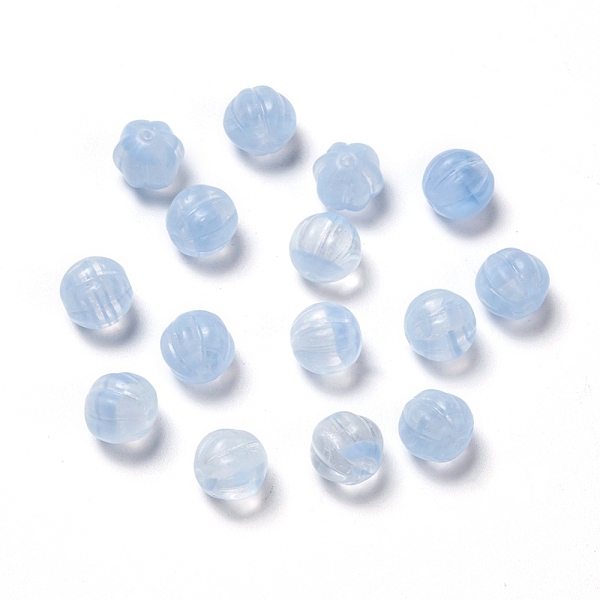 

PandaHall Czech Glass Beads, with Gold Wash, Pumpkin/Round Melon, Lavender, 8mm, Hole: 0.8mm, about 140pcs/bag, 95~100g/bag Czech Glass..., Purple