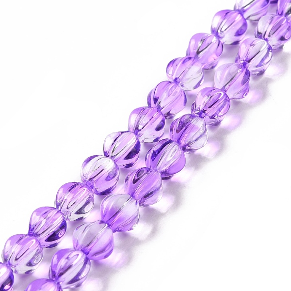 

PandaHall Transparent Glass Beads Strands, Lantern, Dark Violet, 8.5x7.5x8mm, Hole: 1.2mm, about 45~46pcs/strand, 14.37 inch(36.5cm) Glass...