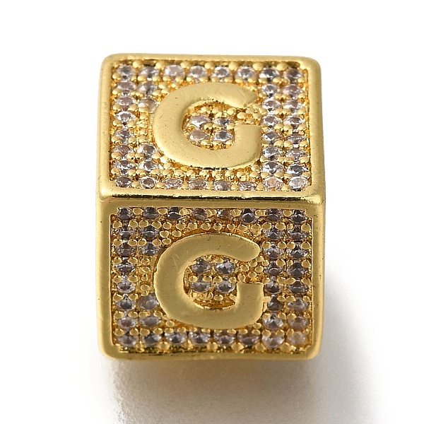 

PandaHall Brass Cubic Zirconia Beads, Letter G, Square, Letter G, 9.5x9.5x9.5mm, Hole: 6mm Brass+Cubic Zirconia Letter G