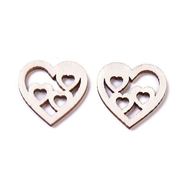 

PandaHall Laser Cut Wood Shapes, Unfinished Wooden Embellishments, Poplar Wood Cabochons, Heart, Blanched Almond, 19.5~27.5x28.5~29.5x2.5mm..., Orange