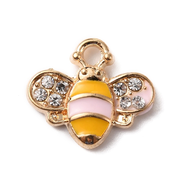 

PandaHall Alloy Enamel Pendants, Light Gold, with Crystal Rhinestone, Bee, Pink, 13x15x2.5mm, Hole: 1.8mm Alloy Rhinestone+Enamel Bees Pink
