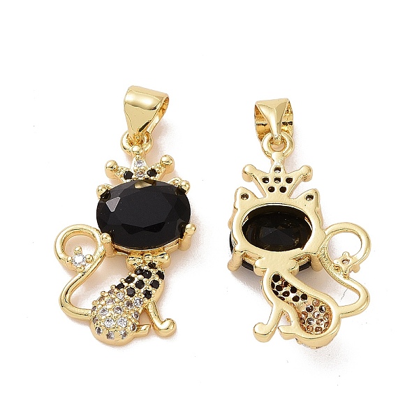 

PandaHall Brass Micro Pave Cubic Zirconia Pendants, Cat Charms, Golden, Black, 23x14x5mm, Hole: 3x4mm Brass+Cubic Zirconia Cat Shape Black