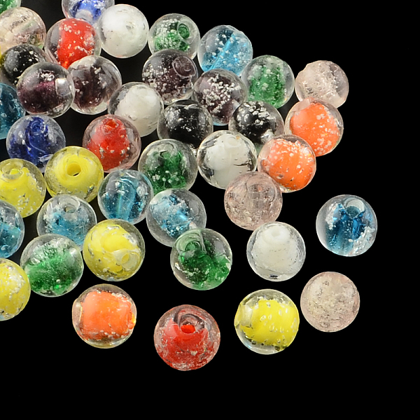 

PandaHall Handmade Luminous Lampwork Beads, Round, Mixed Color, 9~10mm, Hole: 1~2mm Lampwork Round Multicolor