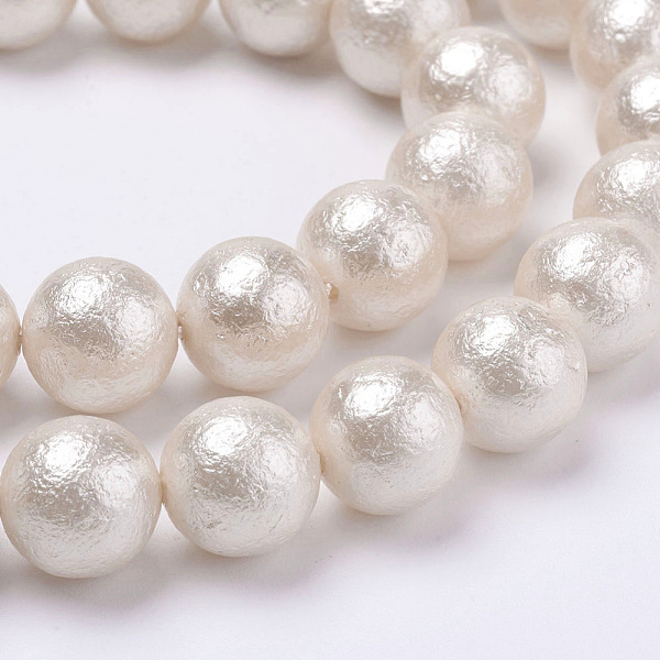 

PandaHall Wrinkle Textured Shell Pearl Beads Strands, Round, White, 10mm, Hole: 1mm, about 40pcs/strand, 15.6 inch(39.5cm) Shell Pearl Round...