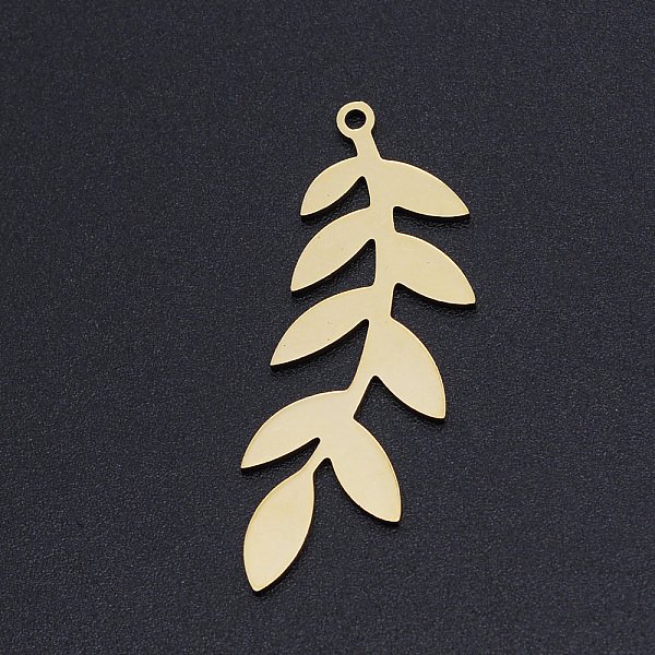 

PandaHall 201 Stainless Steel Pendants, Leaf, Golden, 37x13x1mm, Hole: 1.5mm 201 Stainless Steel Leaf