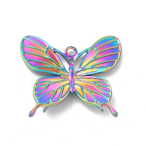 

PandaHall Ion Plating(IP) 304 Stainless Steel Pendants, Butterfly Charm, Rainbow Color, 31.5x36x3.5mm, Hole: 2mm 304 Stainless Steel...