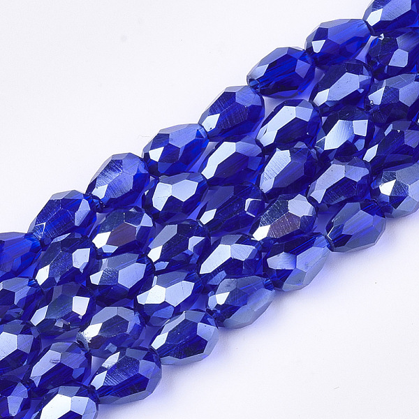 

PandaHall Electroplate Glass Beads Strands, Faceted, Pearl Luster Plated, Teardrop, Medium Blue, 7.5~8x6mm, Hole: 1mm, about 66~68pcs/strand...