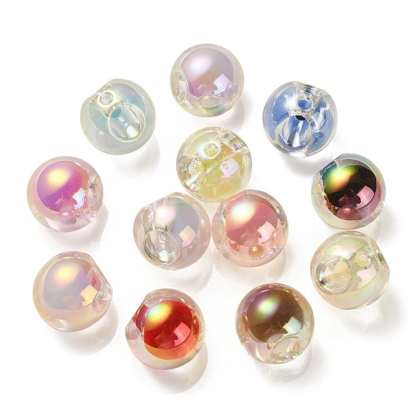 

PandaHall Transparent UV Plating Rainbow Iridescent Acrylic Beads, Bead in Bead, Round, Mixed Color, 15.5~16mm, Hole: 3mm and 4.5mm Acrylic..., Multicolor