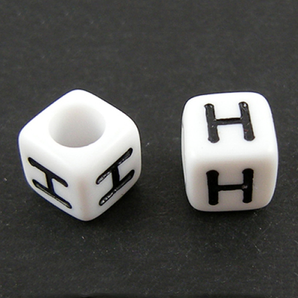 

PandaHall Letter Acrylic European Beads, Horizontal Hole, Cube, Letter.H, 10x10x10mm, Hole: 3.5~4mm, about 598pcs/500g Acrylic Letter H..., White
