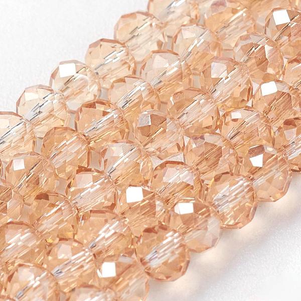 

PandaHall Electroplate Glass Beads Strands, Faceted Rondelle, Pale Goldenrod, 3.5x2.5~3mm, Hole: 1mm, about 165~169pcs/strand, 15~16 inch..., Yellow