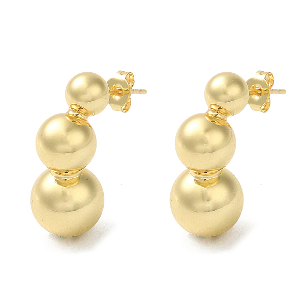 

PandaHall Rack Plating Brass Round Ball Dangle Stud Earrings, Long-Lasting Plated, Real 18K Gold Plated, 22x10mm Brass Round