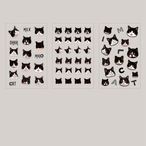 

PandaHall 3 Sheets PVC Waterproof Decorative Kitten Stickers, Self-adhesive Cat Decals, for DIY Scrapbooking, Black, Packing: 150x95mm...