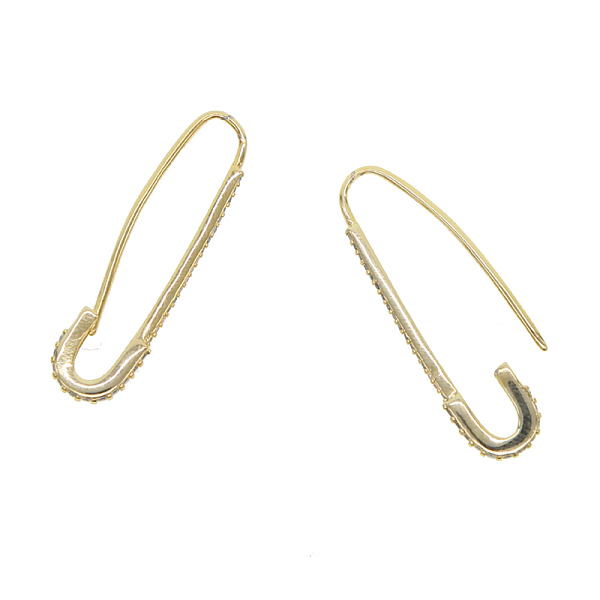 

PandaHall Brass Hoop Earrings, Lead Free & Cadmium Free, with Rhinestone, Safety Pin Shape , Golden, 31x8x1.9mm Rhinestone Oval Clear