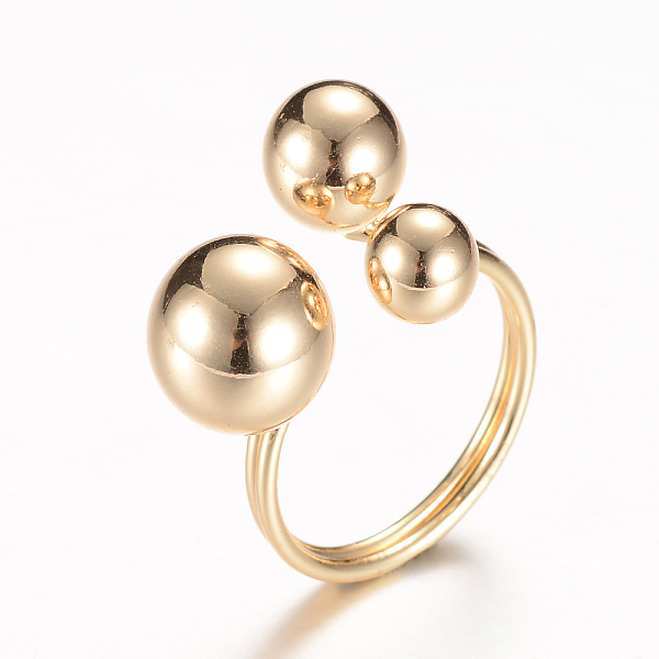 

PandaHall Brass Cuff Finger Rings, Round, Light Gold, 17mm Brass