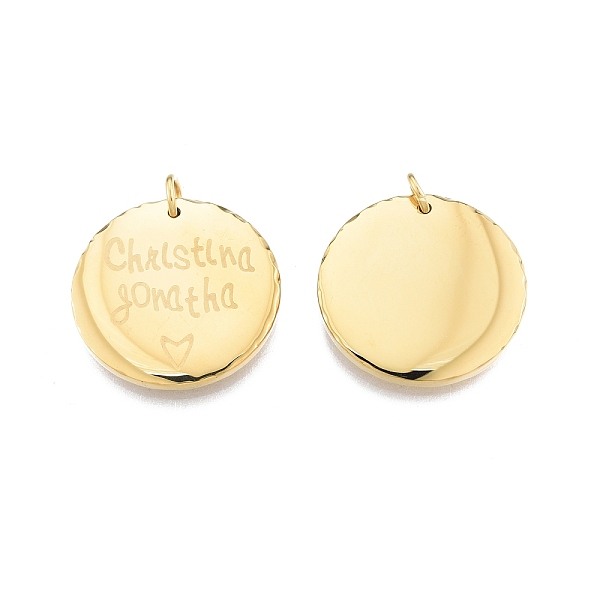 

PandaHall Ion Plating(IP) 304 Stainless Steel Pendants, with Jump Ring, Flat Round with Word Chrlstlan Gonatha, Real 14K Gold Plated...