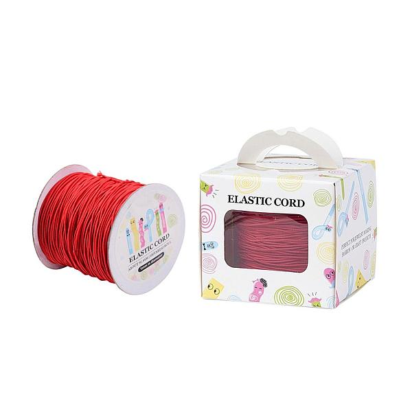 

PandaHall Elastic Cord, with Nylon Outside and Rubber Inside, Round, Red, 1mm, 109.36yards/roll(100m/roll) Elastic Fibre Round Red
