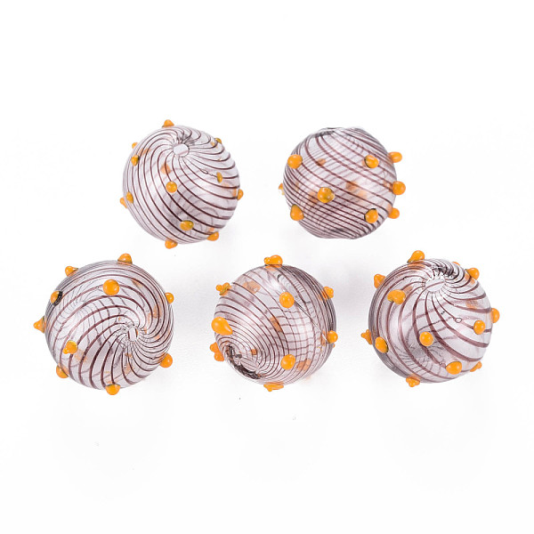 

PandaHall Transparent Handmade Blown Glass Globe Beads, Bumpy, Round with Stripe Pattern, Saddle Brown, 15x16~18mm, Hole: 1.2~2mm Glass...