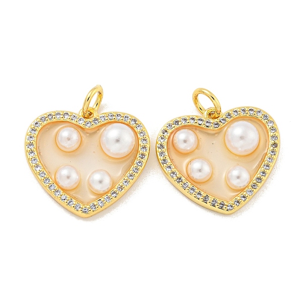 

PandaHall Rack Plating Brass Micro Pave Cubic Zirconia Pendants, with Plastic Beads and Epoxy Resin, Long-Lasting Plated, Lead Free &..., White