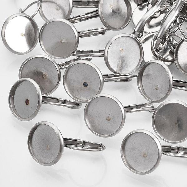 Flat Round Tray Smooth Surface 304 Stainless Steel Leverback Earring Findings