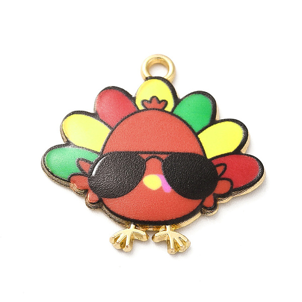 

PandaHall Cute Printed Alloy Pendants, Light Gold, Cadmium Free & Nickel Free & Lead Free, Turkey Charm, FireBrick, 26x26x2mm, Hole: 2mm..., Red
