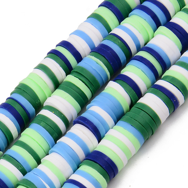 

PandaHall Handmade Polymer Clay Beads Strands, for DIY Jewelry Crafts Supplies, Heishi Beads, Disc/Flat Round, Sea Green, 6x0.5~1mm, Hole...