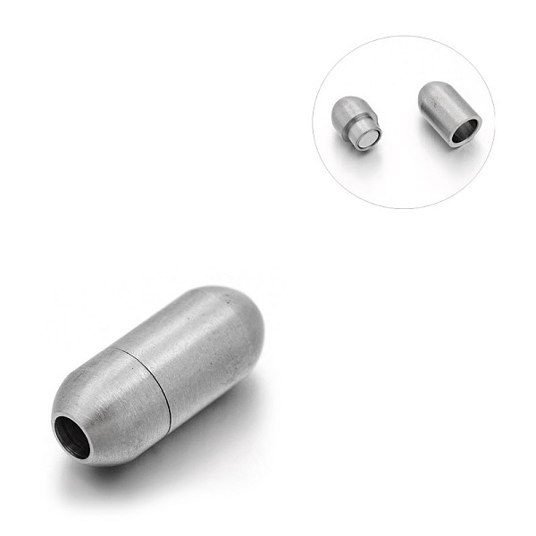 

PandaHall Matte 304 Stainless Steel Barrel Magnetic Clasps with Glue-in Ends, Stainless Steel Color, 16x7mm, Hole: 3mm Stainless Steel...