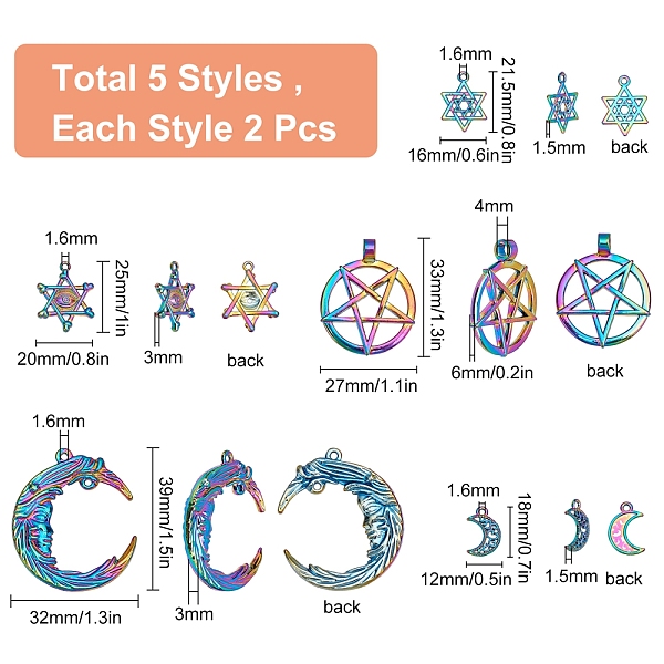 Sunnyclue 10pcs 5 Arten Legierungsanhänger