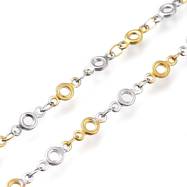 

PandaHall 304 Stainless Steel Round Ring Link Chains, with Spool, Soldered, Golden & Stainless Steel Color, Round Ring Link: 9x4x1mm, Link...