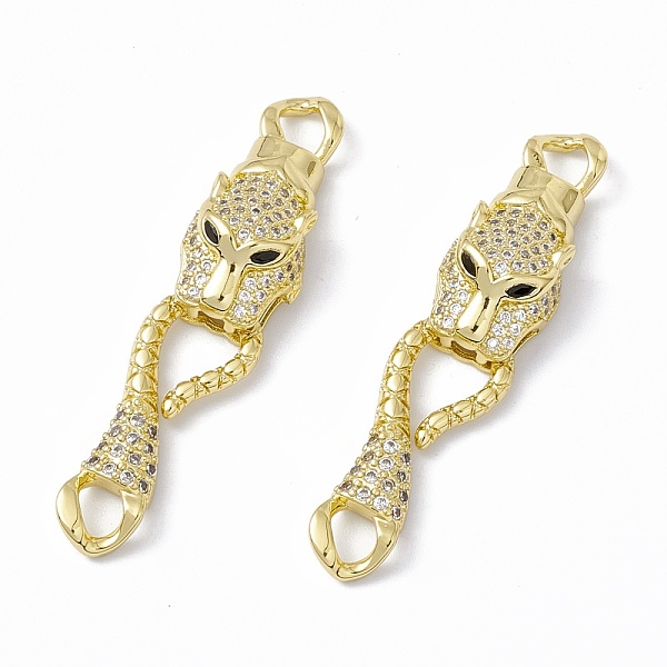 

PandaHall Rack Plating Brass Micro Pave Clear & Black Cubic Zirconia S-Hook Clasps, Long-Lasting Plated, Cadmium Free & Lead Free, Leopard...