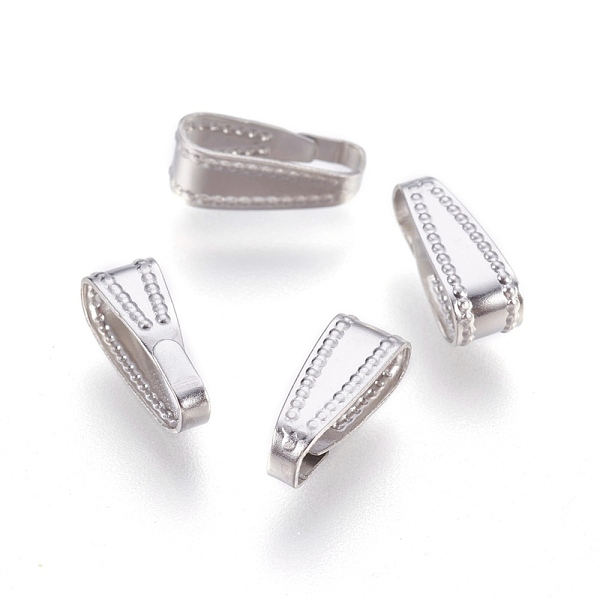 

PandaHall 304 Stainless Steel Snap On Bails, Stainless Steel Color, 11x4x4mm, Hole: 10x3mm 304 Stainless Steel