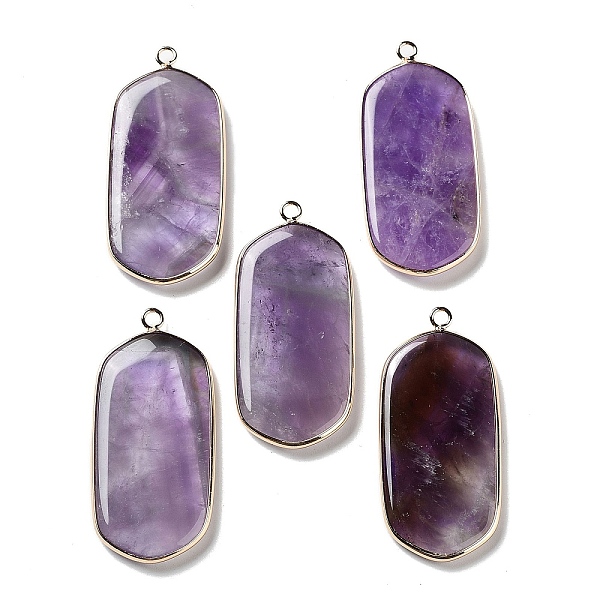 

PandaHall Natural Amethyst Pendants, Light Gold Plated Brass Rectangle Charms, 47~48x22~22.5x4~4.5mm, Hole: 2mm Amethyst Rectangle