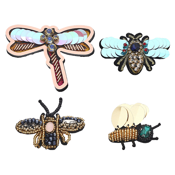 

PandaHall CHGCRAFT 4Pcs 4 Style Cloth Sew on Patches, Beaded Appliques, Badges, with Plastic Beads & Sequins, for Clothes, Dress, Hat, Jeans...