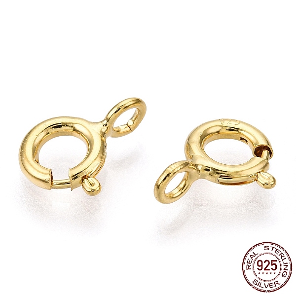 

PandaHall 925 Sterling Silver Spring Ring Clasps, with 925 Stamp, Real 18K Gold Plated, 11x7x1.5mm, Hole: 2mm Sterling Silver