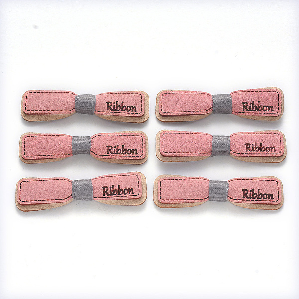 

PandaHall Faux Suede Patches, Costume Ornament Accessories, for Magic Tape Hair Clip Making, Bow, Pink, 14x53x8mm Faux Suede Pink