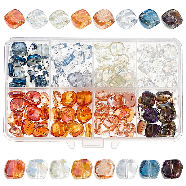 

PandaHall arricraft 120 Pcs Electroplate AB Color Crystal Glass Beads with Holes, Twisted Square Painted Loose Spacer Beads for Jewelry..., Multicolor