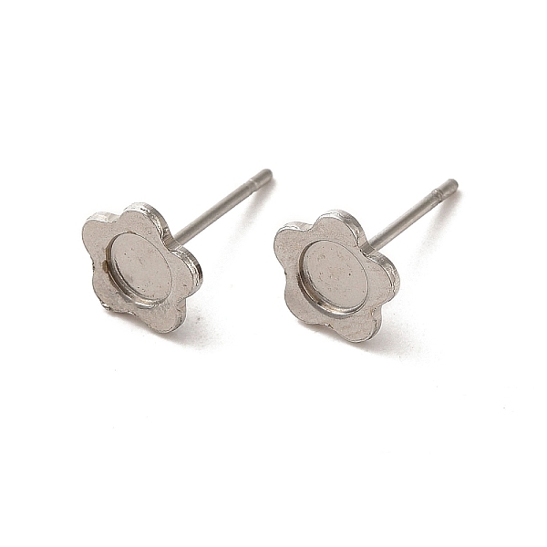 

PandaHall 304 Stainless Steel Studs Earrings, with 201 Stainless Steel Findings, Flower, Stainless Steel Color, Tray: 4mm, 7.5x7.5mm, Pin...