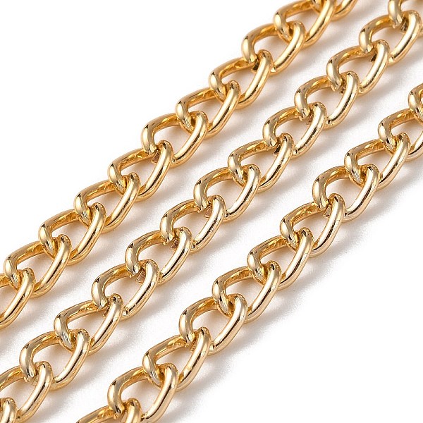 

PandaHall Oxidation Aluminum Curb Chains, Unwelded, with Spool, Golden, 6.5x4.5x1mm, about 328.08 Feet(100m)/Roll Aluminum