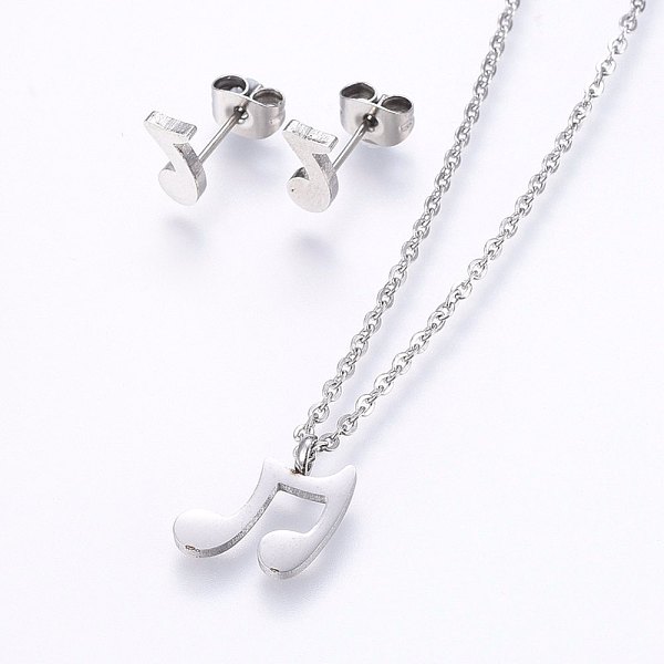

PandaHall 304 Stainless Steel Jewelry Sets, Stud Earrings and Pendant Necklaces, Note, Stainless Steel Color, Necklace: 17.7 inch(45cm)...