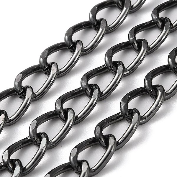 

PandaHall Oxidation Aluminum Faceted Curb Chains, Diamond Cut Chains, Unwelded, with Spool, Gunmetal, 16x10.5x2.5mm, about 65.62 Feet...