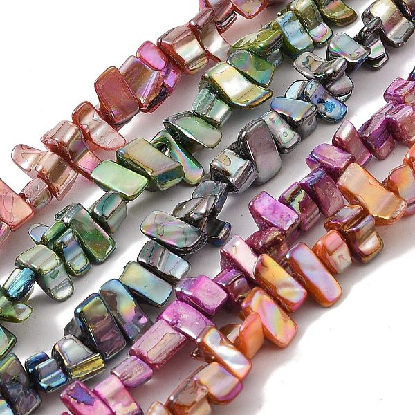 

PandaHall Natural Freshwater Shell Beads Strands, Dyed, AB Color, Nugget, Mixed Color, 7~17.5x5~5.5x6~8.5mm, Hole: 1.2mm, about..., Multicolor